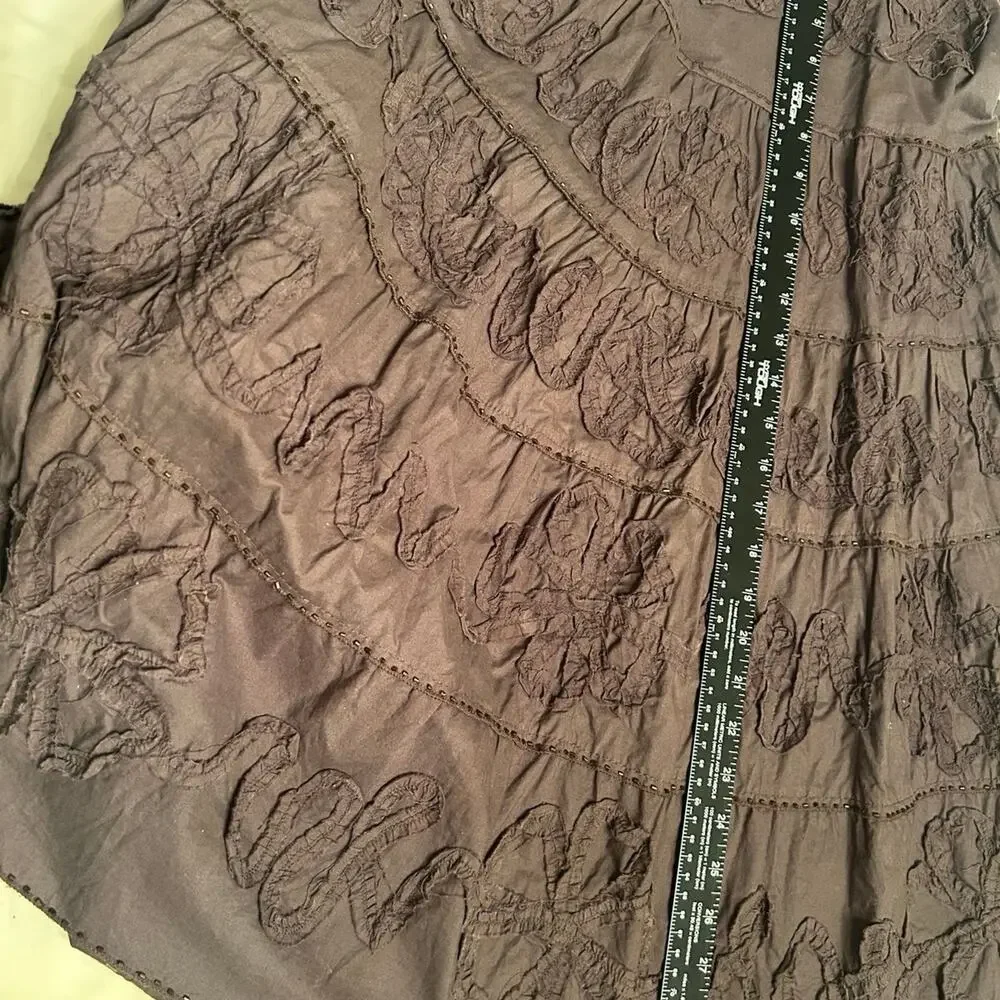 Vintage Coachella Boho tiered midi skirt Sz M Western prairie raised‎ designs